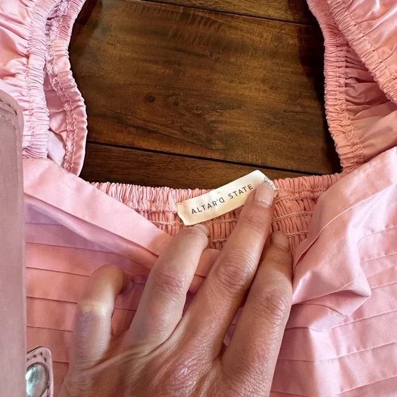 Altar'd State - Serenity Smocked Peplum Top in Light Pink - Size : XS - Picture 6 of 7